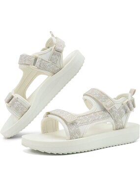Women's White Comfortable Foam Arch Support Adjustable Strap Hiking Sandal Shoes
